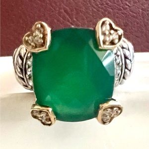 14k/Sterling Silver with Diamonds Statement Ring